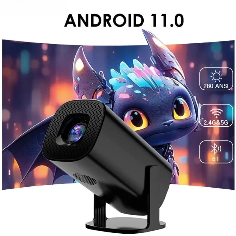 Mini Proiettore Smart P30 Android 11 con WiFi6, Supporto 4K 1080P, WiFi 2.4G&5G, 1280*720P, Proiettore Portatile per Home Cinema