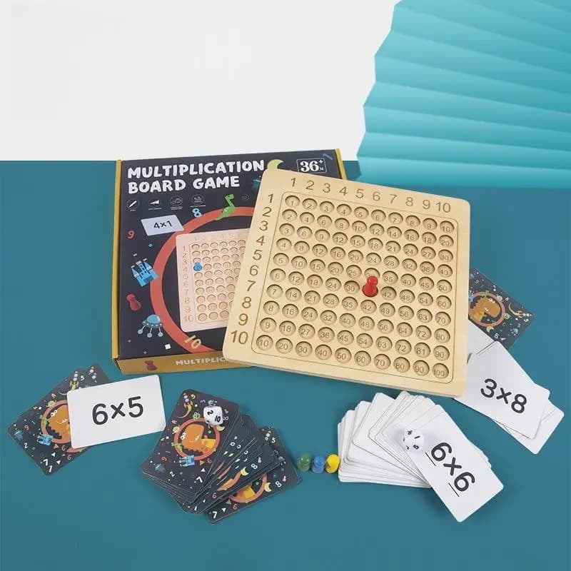 Wooden Multiplication Table Learning Toy for Kids Math Skills Training Board Game for Preschool Homeschool Education