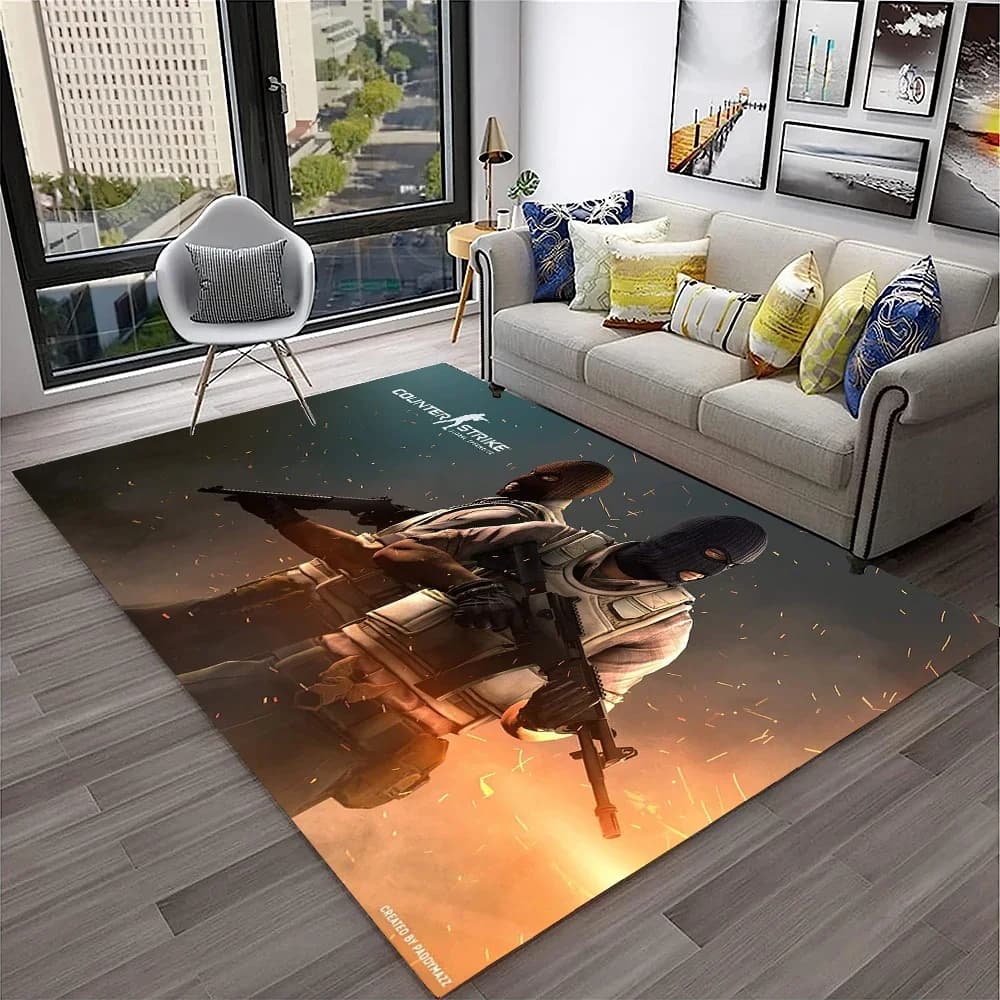 CS GO,Counter Strike Game Gamer 3D Carpet Rug for Home Living Room Bedroom Sofa Doormat Decor,kids Area Rug Non-slip Floor Mat