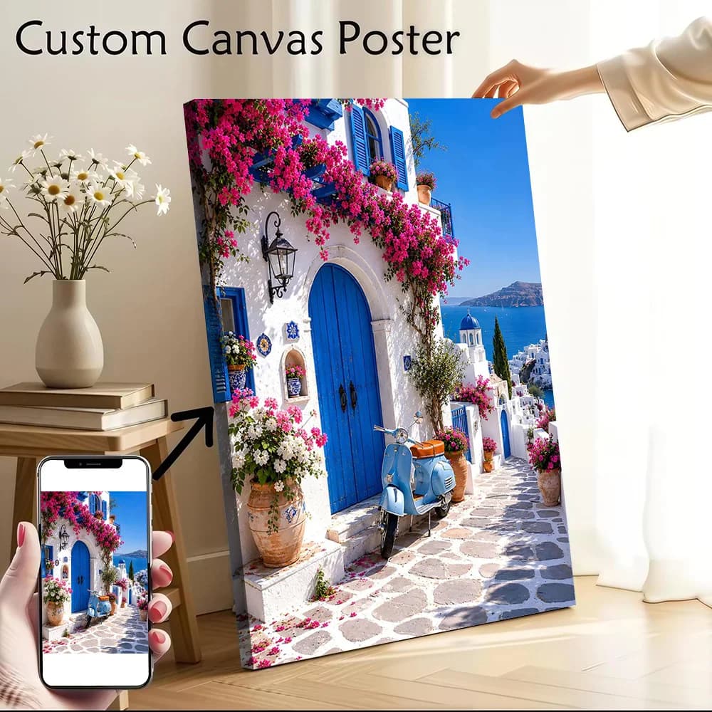 Santorini Aegean Beauty Canvas Wall Art Poster Personalized Photo Printing Perfect Gift for Decor Luxury Decoration Painting