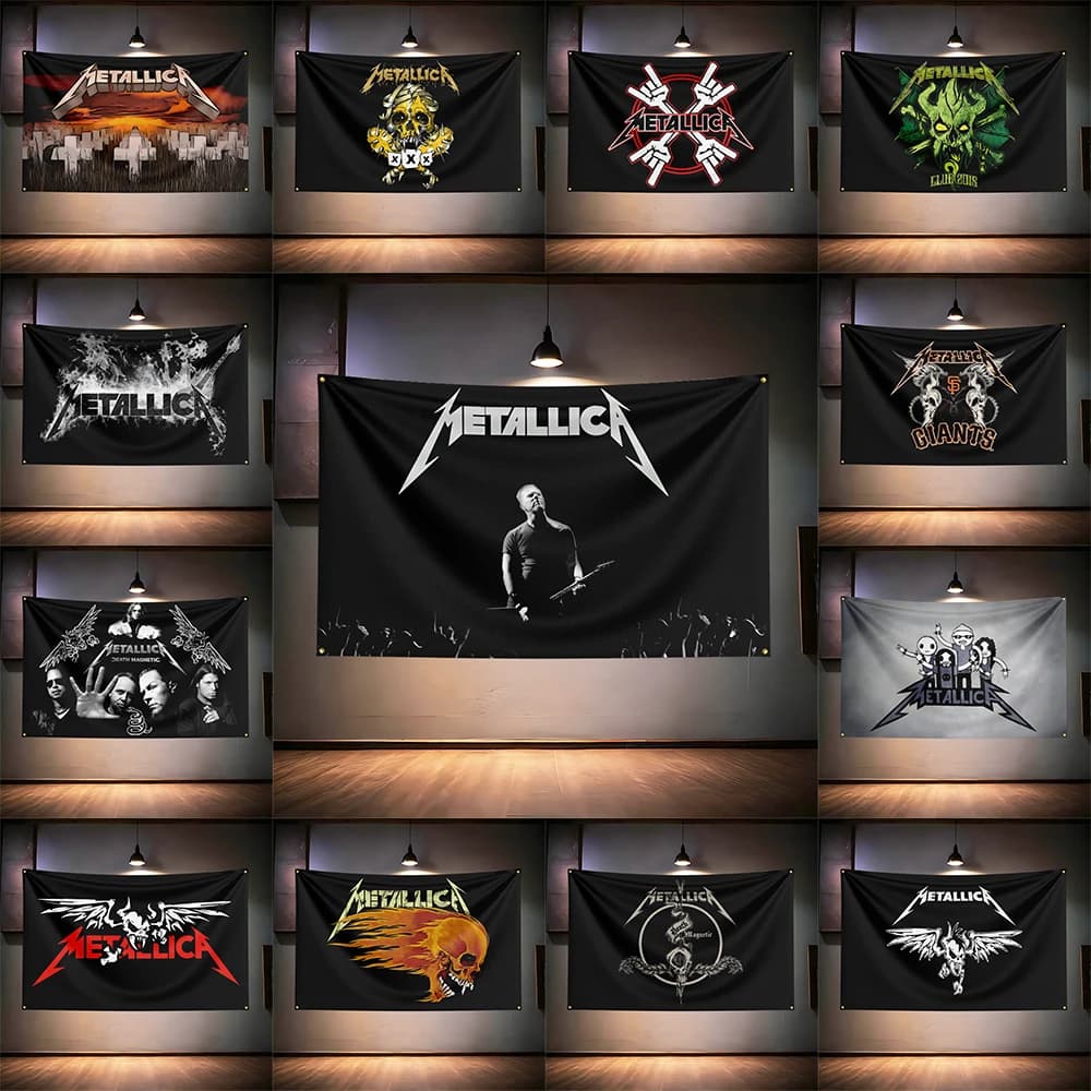 Rock Music Flag 3x5ft for Metallica Fans Banner HD Print Brass Grommet Garage Bedroom Living Room Dorm Wall Decor Tapestry