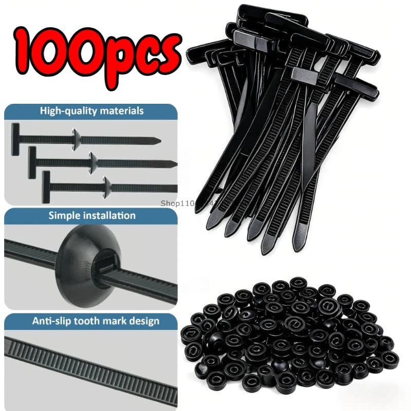 Fascette stringicavo in nylon per auto, universali, resistenti, autobloccanti, con fermagli a bottone, resistenti ai raggi UV