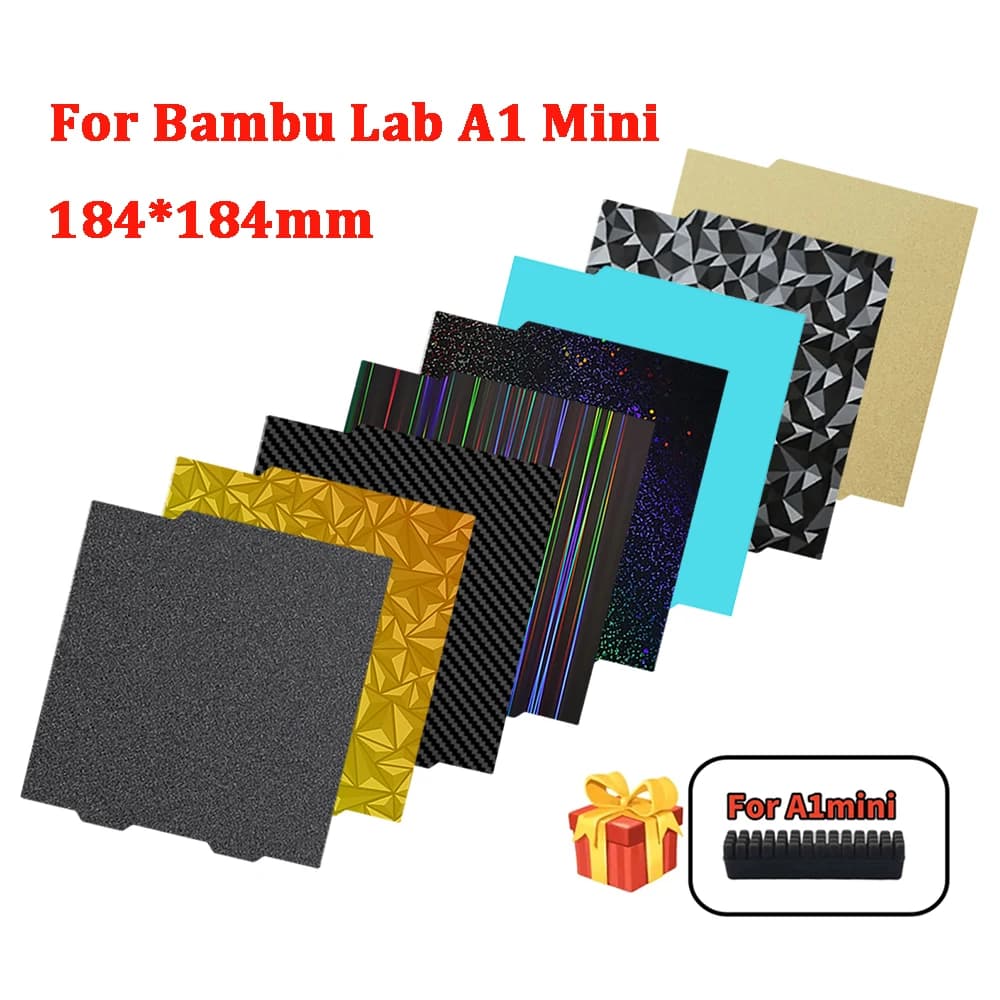 For Bambu Lab A1 Mini Build Plate Double Sided H1H PEY PEO PET PEI Bed Spring Steel Sheet Pei Sheet 184x184 for Bambulab A1 Mini