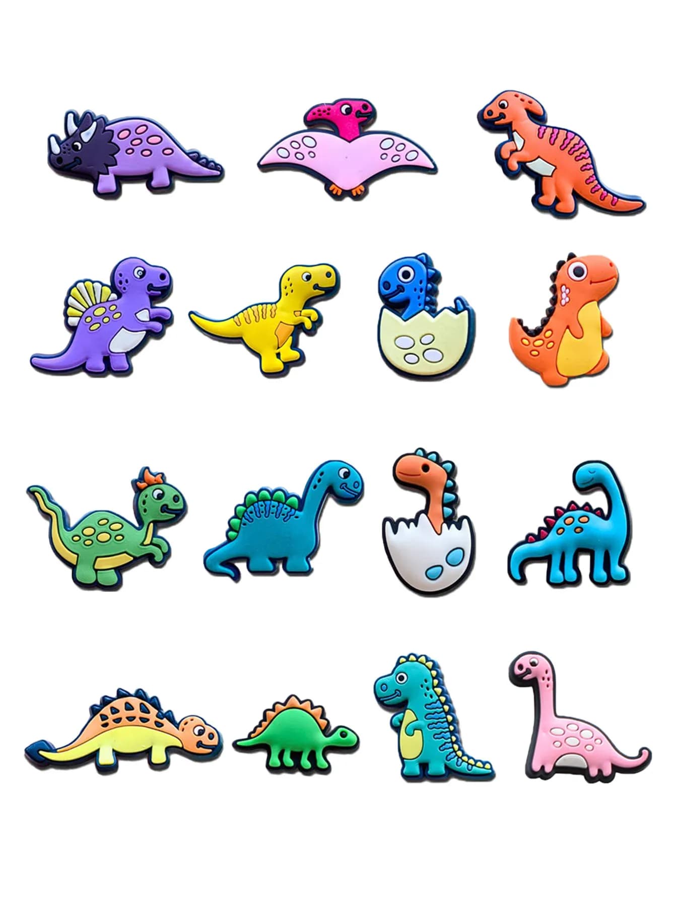15Pcs Dinosaur Series Shoe Charms For Shoe Key Chain Sandals Beach Bags, PVC DIY Shoe Decorations Accessories Shoes Pin