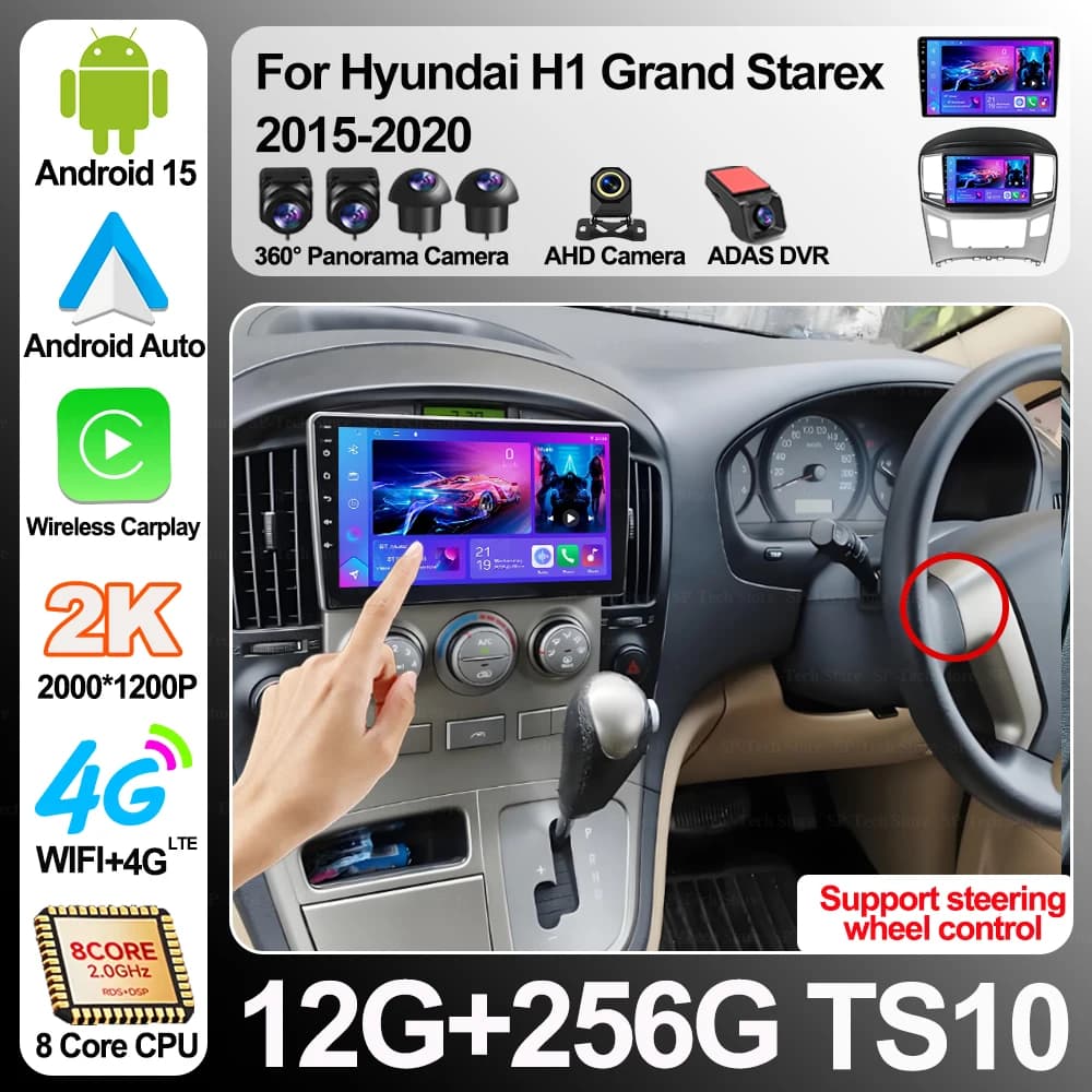 Autoradio Android 16 per Hyundai H1 Grand Starex 2015-2020 con Carplay, Lettore Multimediale, Navigazione GPS, Schermo, RDS, 5G, Wi-Fi