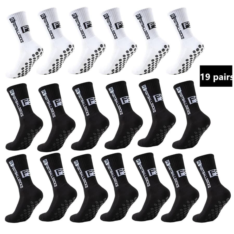 19pairs Athletic Breathable Non Slip Grip Socks Towel Base Shockproof Socks Men Women For Rugby Basketball Hiking Soccer