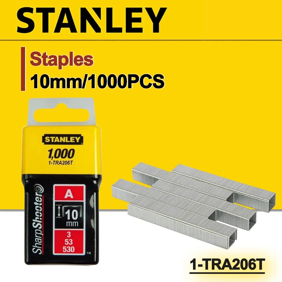 STANLEY 1-TRA206T Graffette per Graffette da Costruzione 10mm Rettangolari 1000 Pezzi