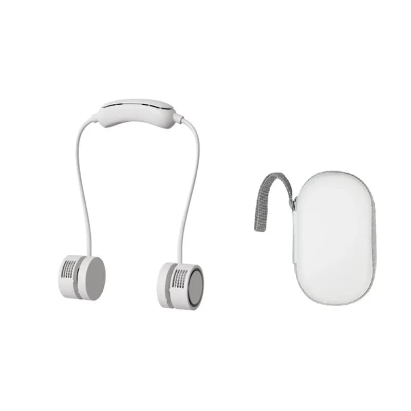 ASWUT-Neck Fan With Cold Compression Feature Function Outdoor Travel Sport Wearable Mini Hanging Neck Fan+ Storage Box