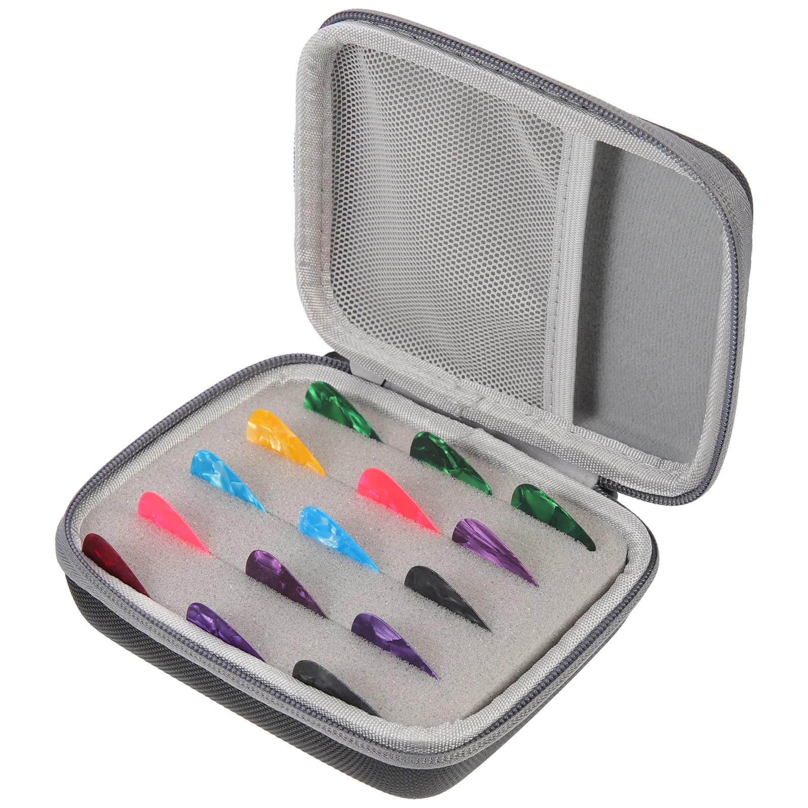 Set di 1 custodia porta plettri per chitarra, in plastica resistente, per plettri elettrici e folk, organizer e accessorio