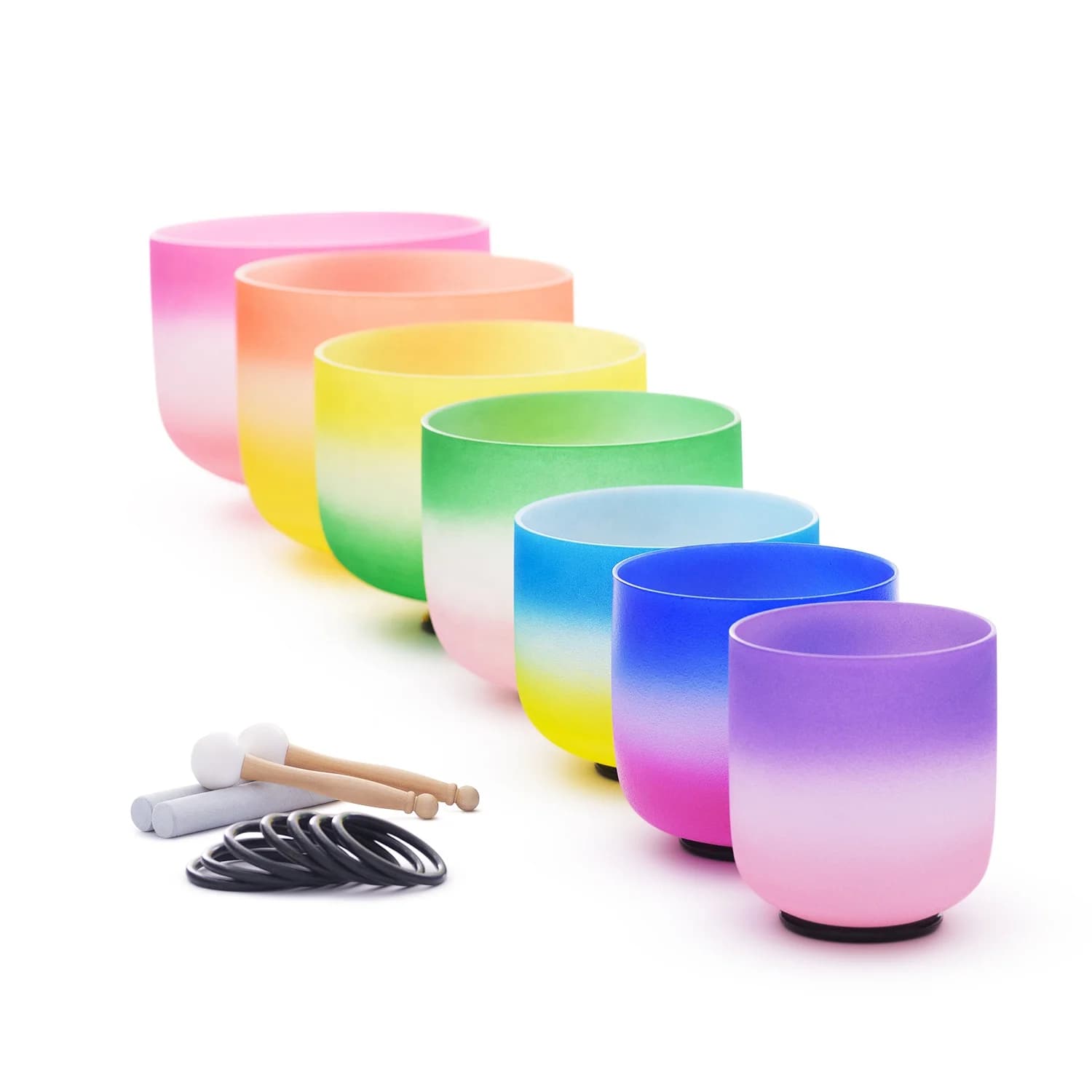 8-14 Inches Macaron Color Double Gradient Color Quartz Crystal Singing Bowls For Sound Meditation