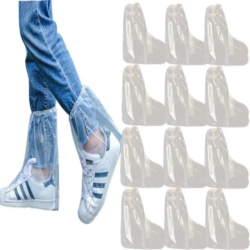 10 copriscarpe monouso trasparenti impermeabili a tubo medio/alto, copriscarpe portatili antiscivolo per adulti