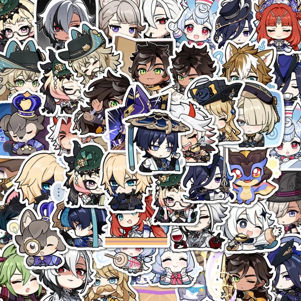 48 Genshin Impact stickers for game characters, self-adhesives, can be used for party walls, tables, cups and other decorations