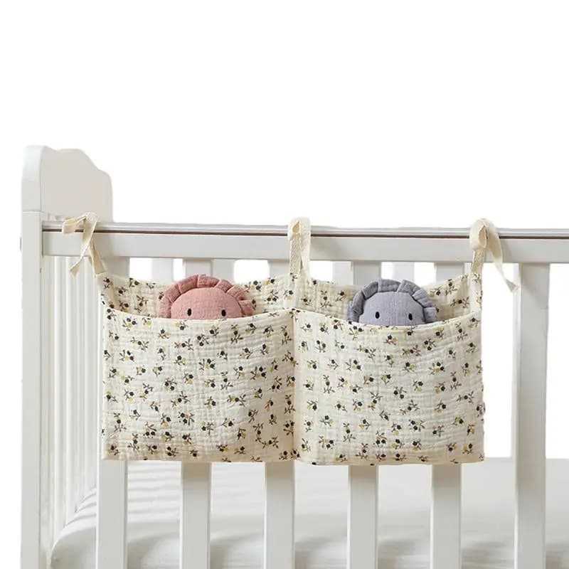 Organizzatore per culla Lettino Caddy Borsa portaoggetti per letto 2 tasche Comodino Appeso Pannolino Organizzatore per pannolini Giocattoli Abbigliamento