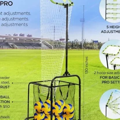 Rete Portatile per Allenamento di Pallavolo - Raccoglipalloni Multifunzionale Regolabile, Facile da Montare e Trasportare