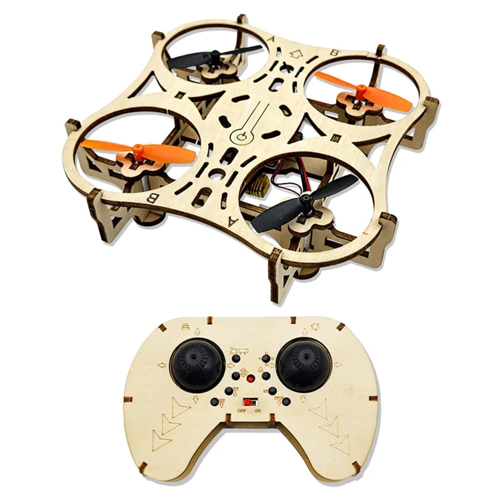 DIY Wooden Drones Model Kit with Intelligent Hovering Function Remote Control Distance 50-70m Battery Life 5-7min