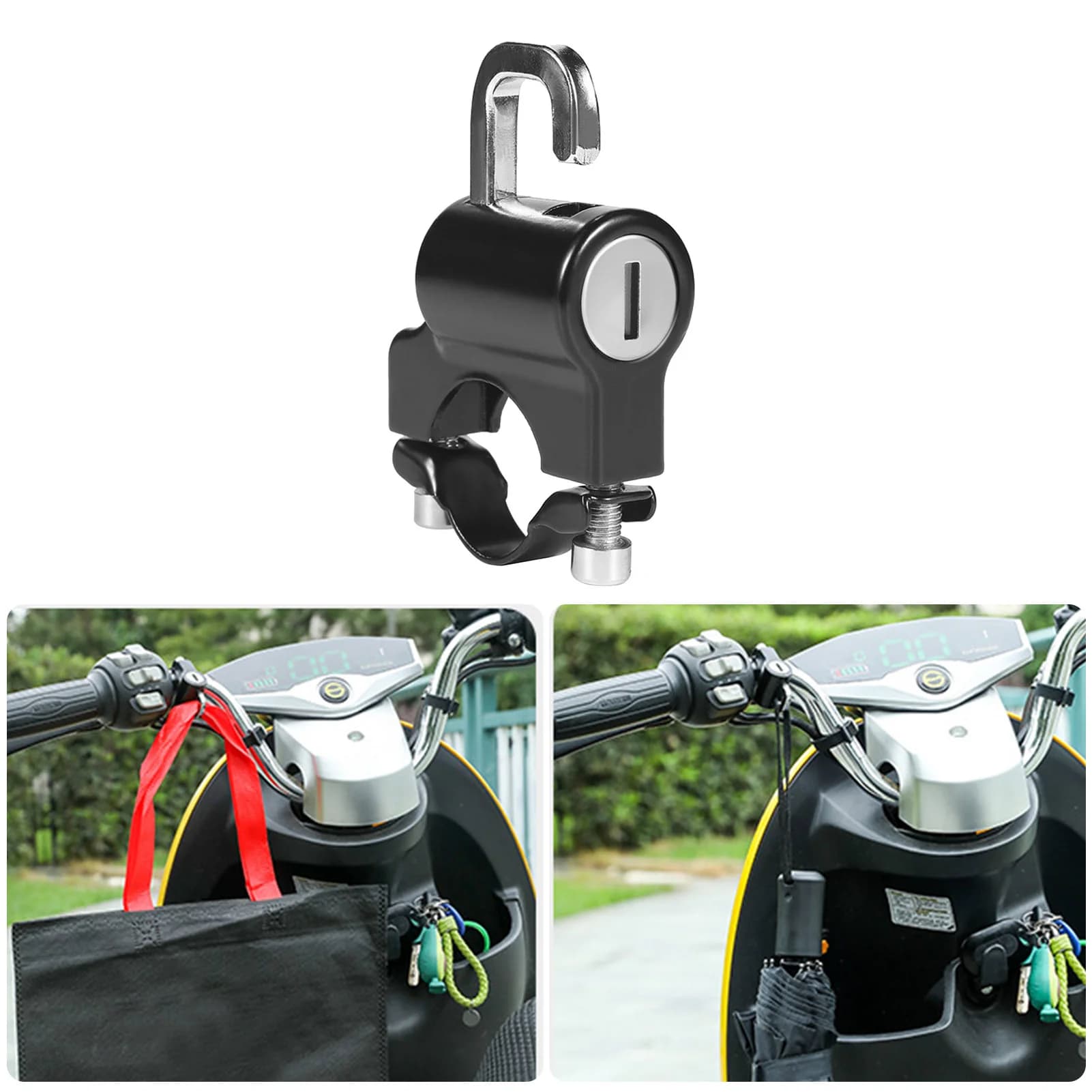 Universal handlebar for motorcycle helmet hook lock for bicycle helmet for motorcycle safety lock for durable metal