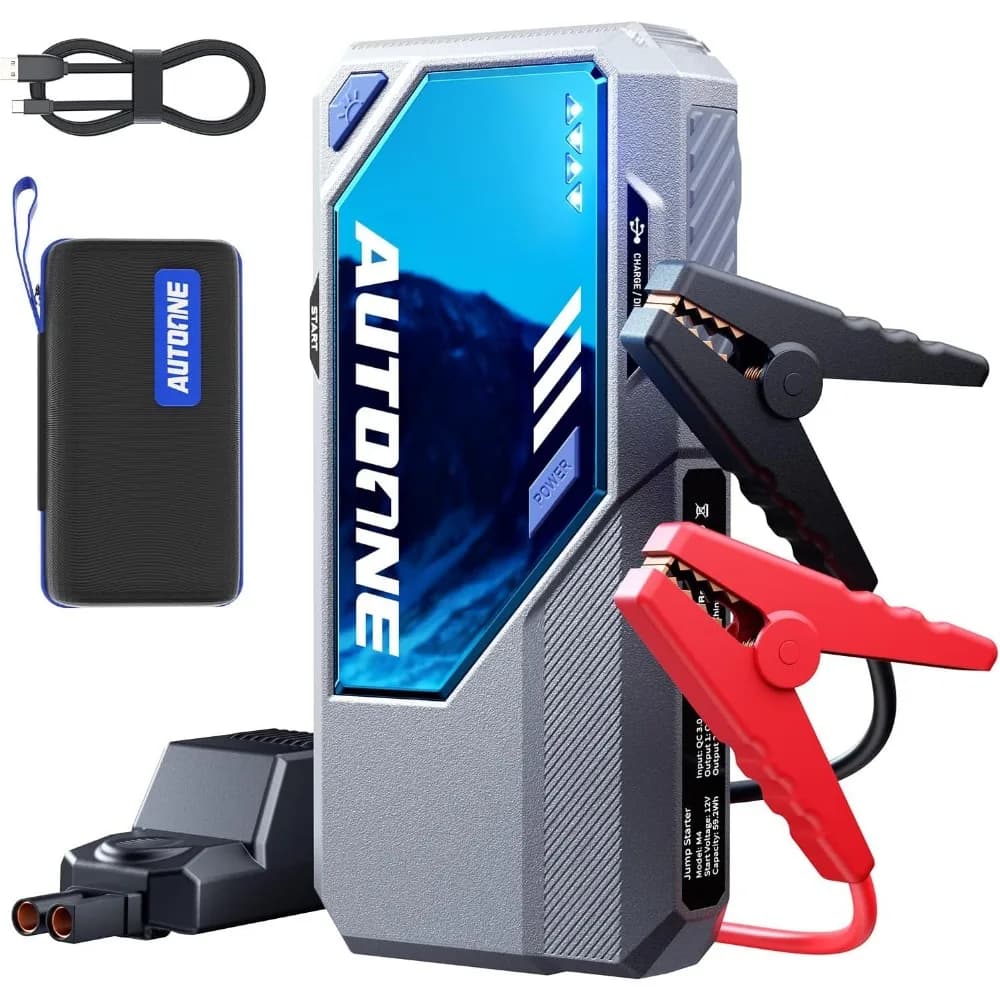 AUTOONE M4 Jump Starter 7500A Batteria per auto Jumper Starter portatile, pacchetto di salto 12V (tutti i gas/12L Diesel) Scatola di salto per batteria per auto con