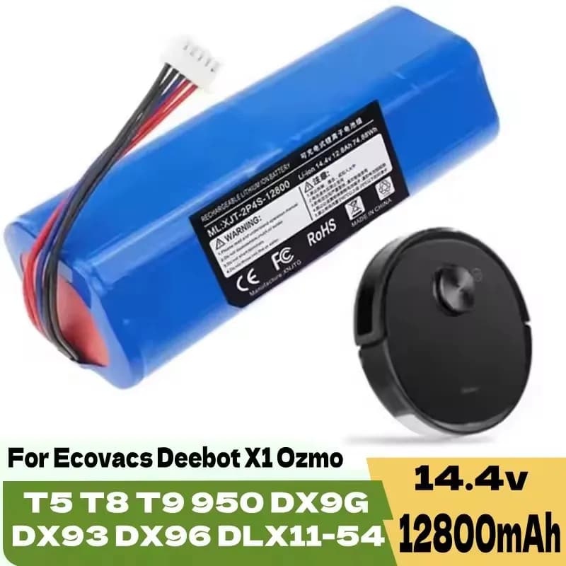 2026 14.8V New ECOVACS Battery S10-LI-144-5200 12800mAh Robotic Vacuum Cleaner Replacement for X1 T5 T8 T8AIVI MAX T9 12800mAh