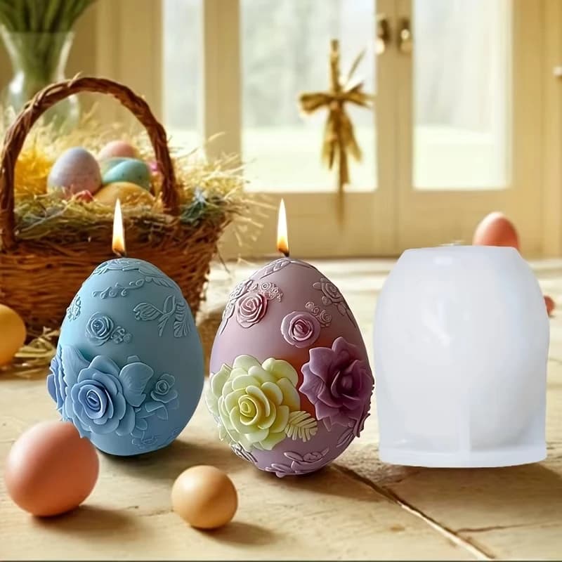 Stampo in gesso per aromaterapia Stampo per uova di fiori in rilievo ecologico Stampo per candele in silicone flessibile per l'illuminazione domestica