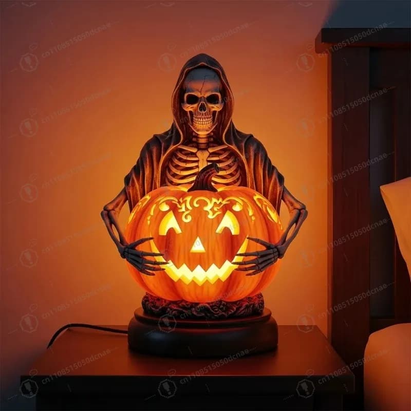 Lampada da tavolo zucca di Halloween Lampada da notte decorativa artigianale in resina Divertimento regalo per feste a casa per bambini e adulti stagionali
