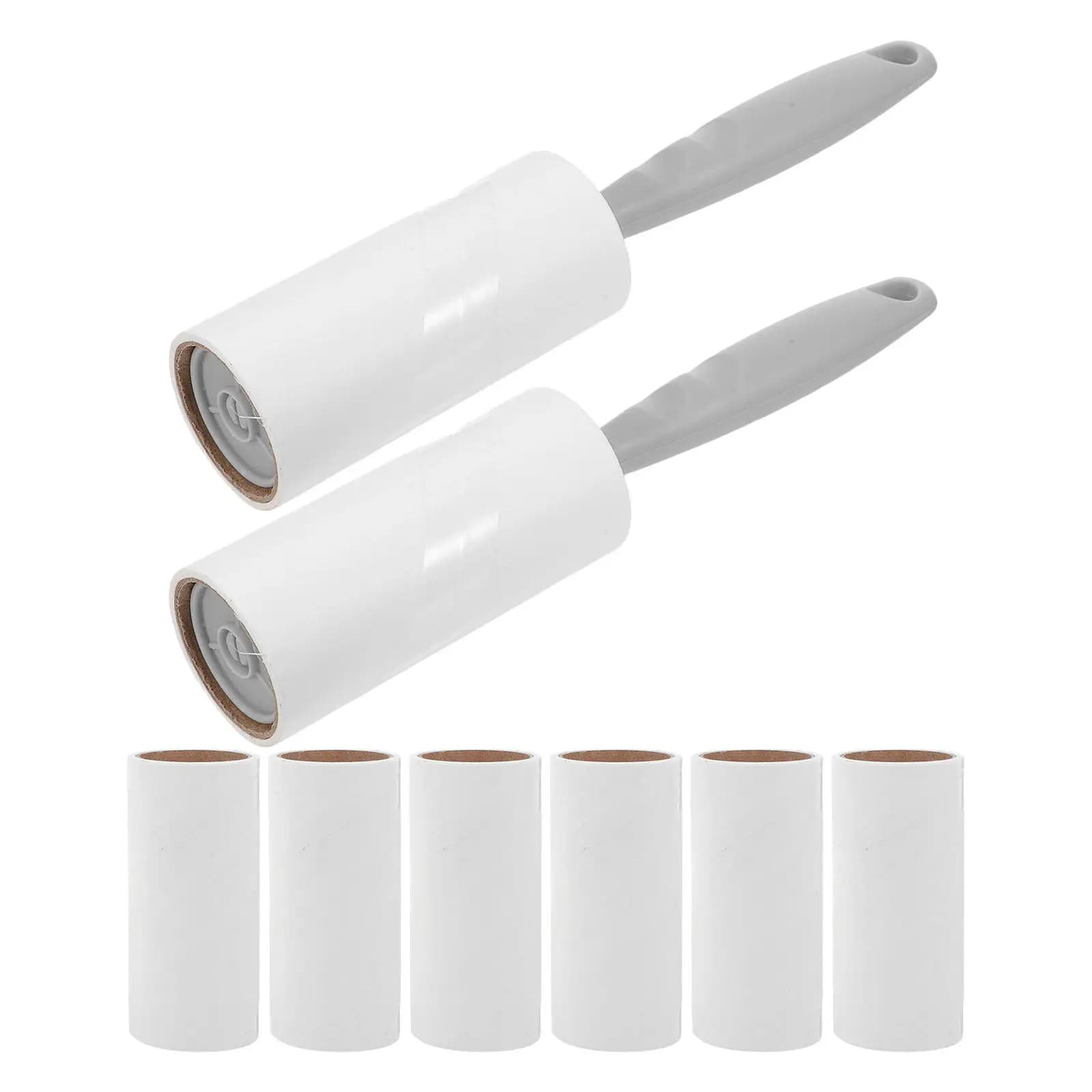 1Set Grey Handle Lint Roller Set Sticky Roller Pet Hair Remover for Clothes Carpet Sofa Furniture Refillable Adhesive Sheets