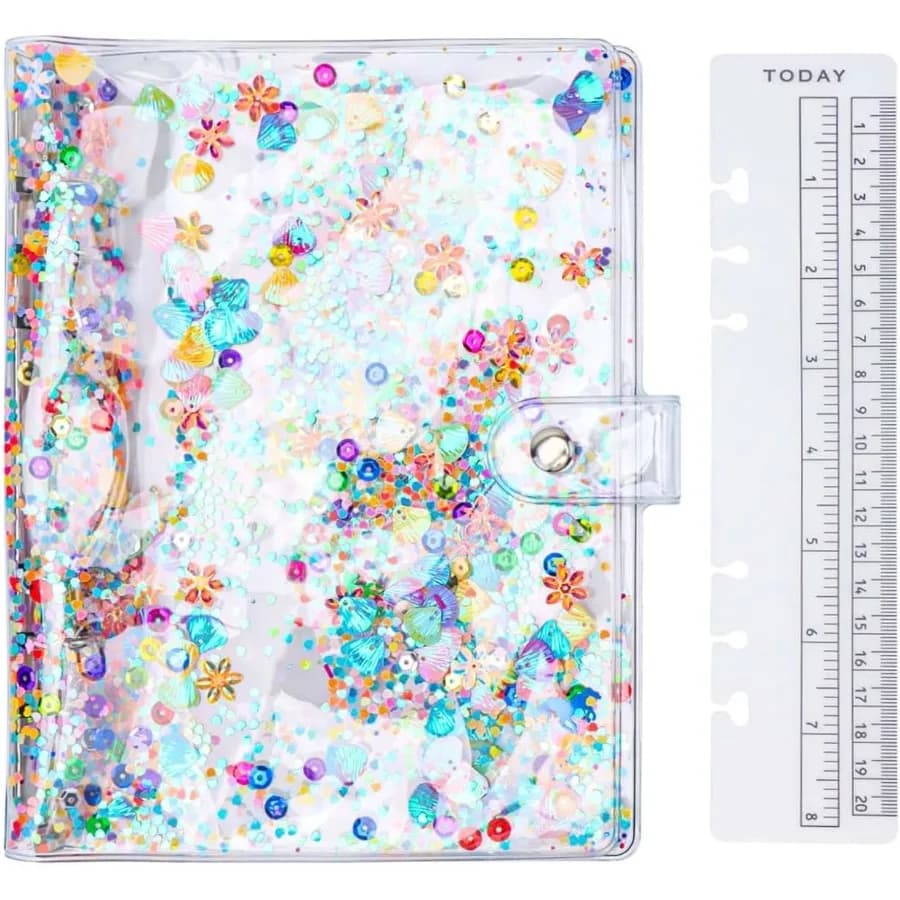 Raccoglitore budget A5 Copertina raccoglitore a 6 anelli Simpatico glitter Quciksand PVC Planner Cover con righello Persol Notebook Shell Fogli sciolti Folde