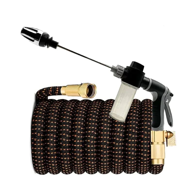 Extensible Garden Tube Flexible Three Pieces US3/4 High Pressure with Water Gun in Foam for Washing Car and Connector Ugello 3/4
