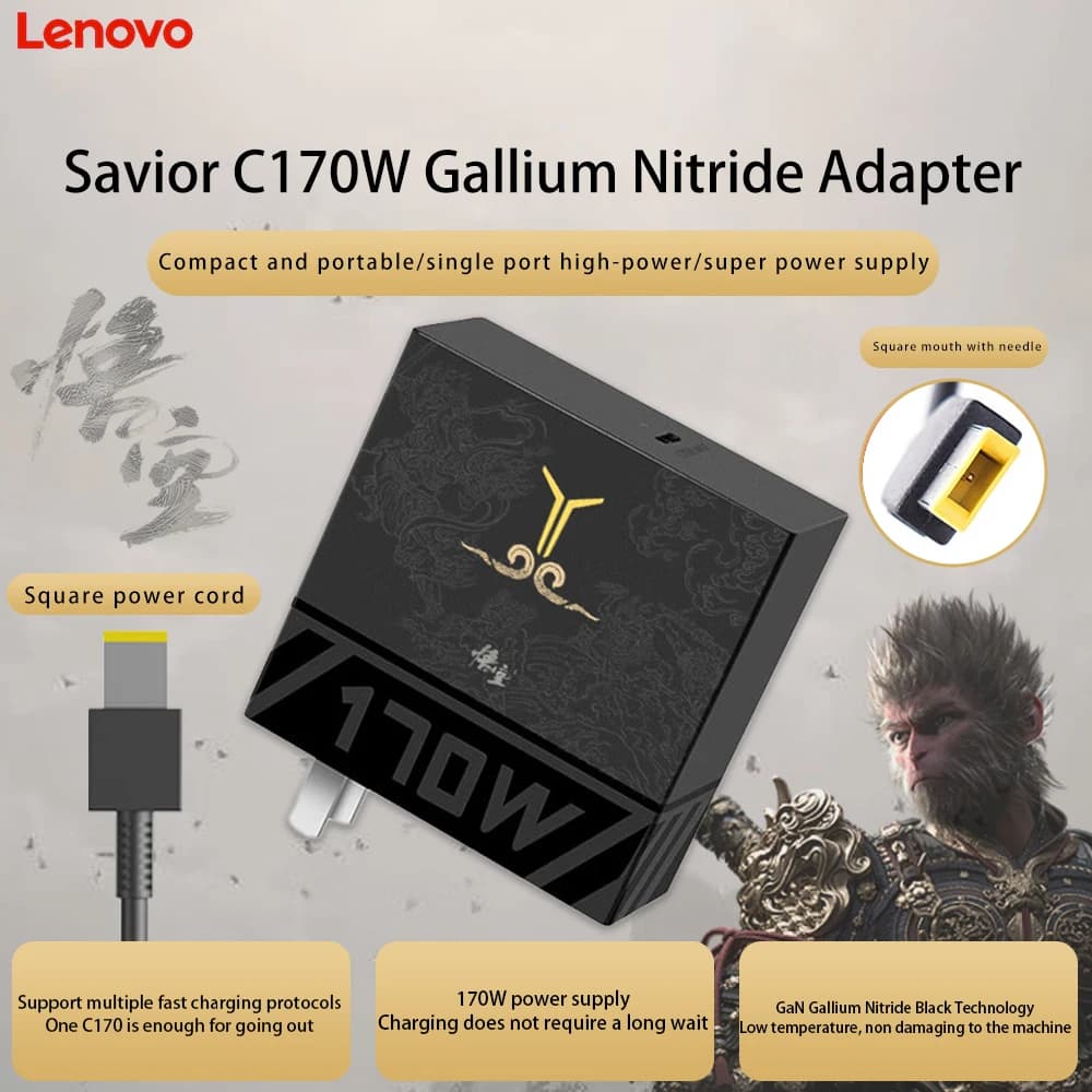 Adattatore per Laptop Lenovo, Colaborazione Black Myth Wukong Savior C170W, Adattatore GaN PD 3.1, Caricabatterie per Telefono e Computer
