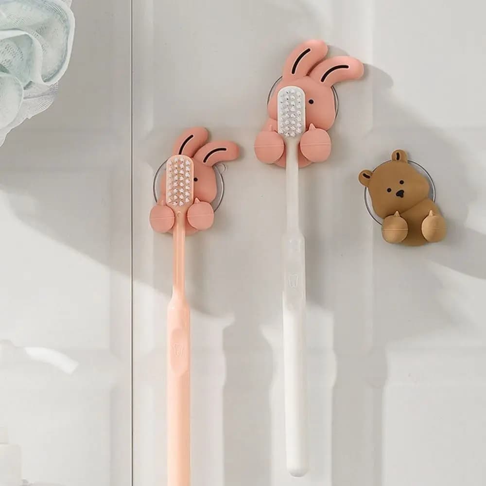 Cartoon Bunny portaspazzolino in Silicone ventosa rasoio filo gancio di stoccaggio a parete coniglio orso portaspazzolino