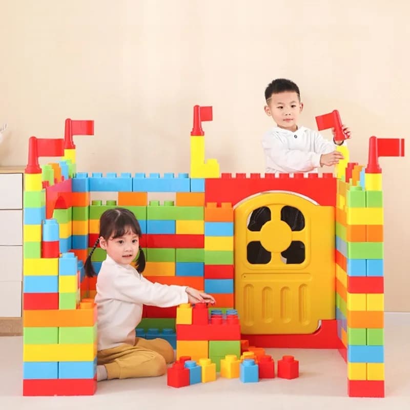 Large Building Blocks Colorful Kids Big Bricks Castle Educational Stacking Construction Blocks Toddler Indoor Play Game Toys