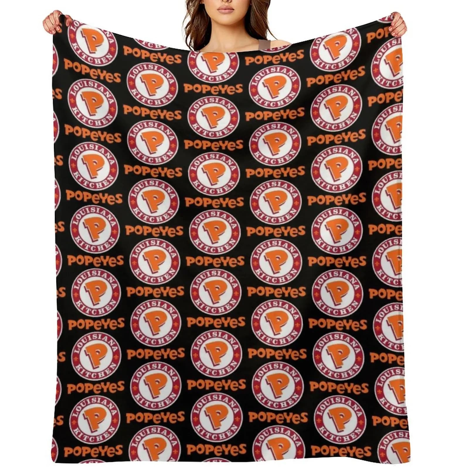 Pillar cover with classic Louisiana Kitchen Popeyes logo, exclusive design, soft and warm