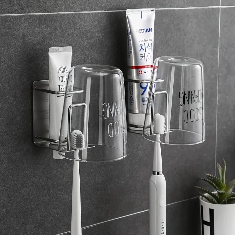 Portaspazzolino in acciaio inossidabile – Organizzatore salvaspazio per tazze da bagno, soluzione salvaspazio per la casa resistente alla ruggine