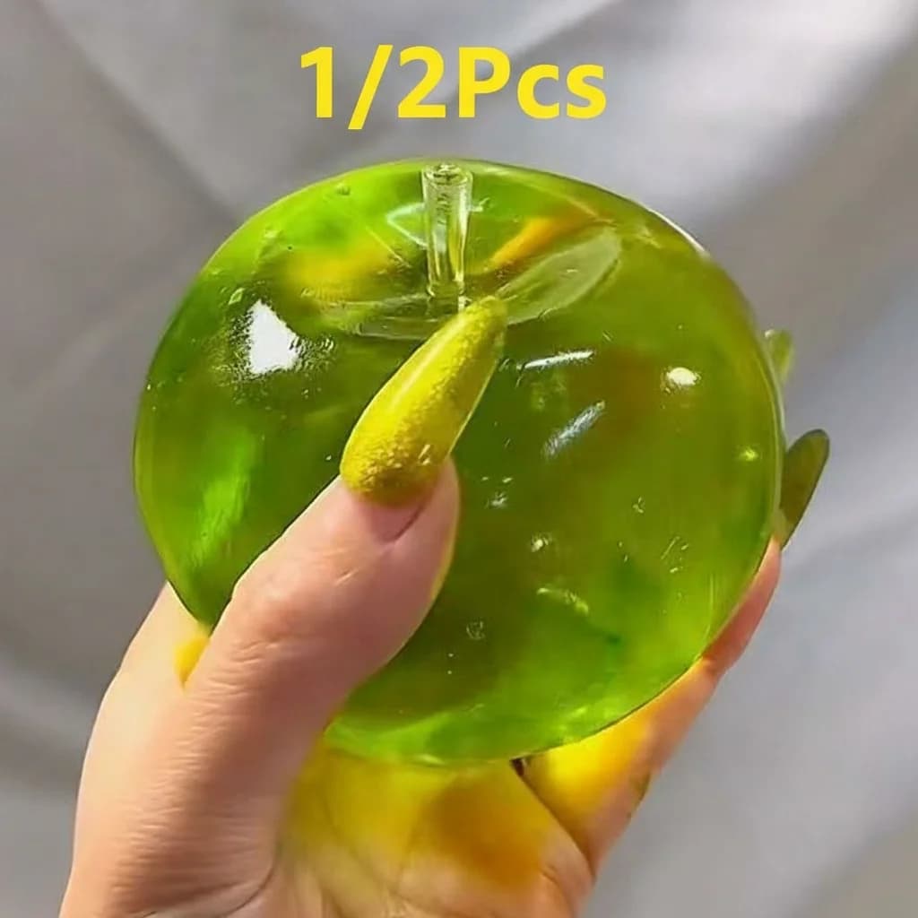 1/2 Pezzi Pallina Antistress Morbida a Forma di Mela Verde, Giocattolo Sensoriale Antistress per ADHD Autismo, Giocattolo da Spremere a Lenta Risposta per Adulti e Bambini, Regalo di Natale