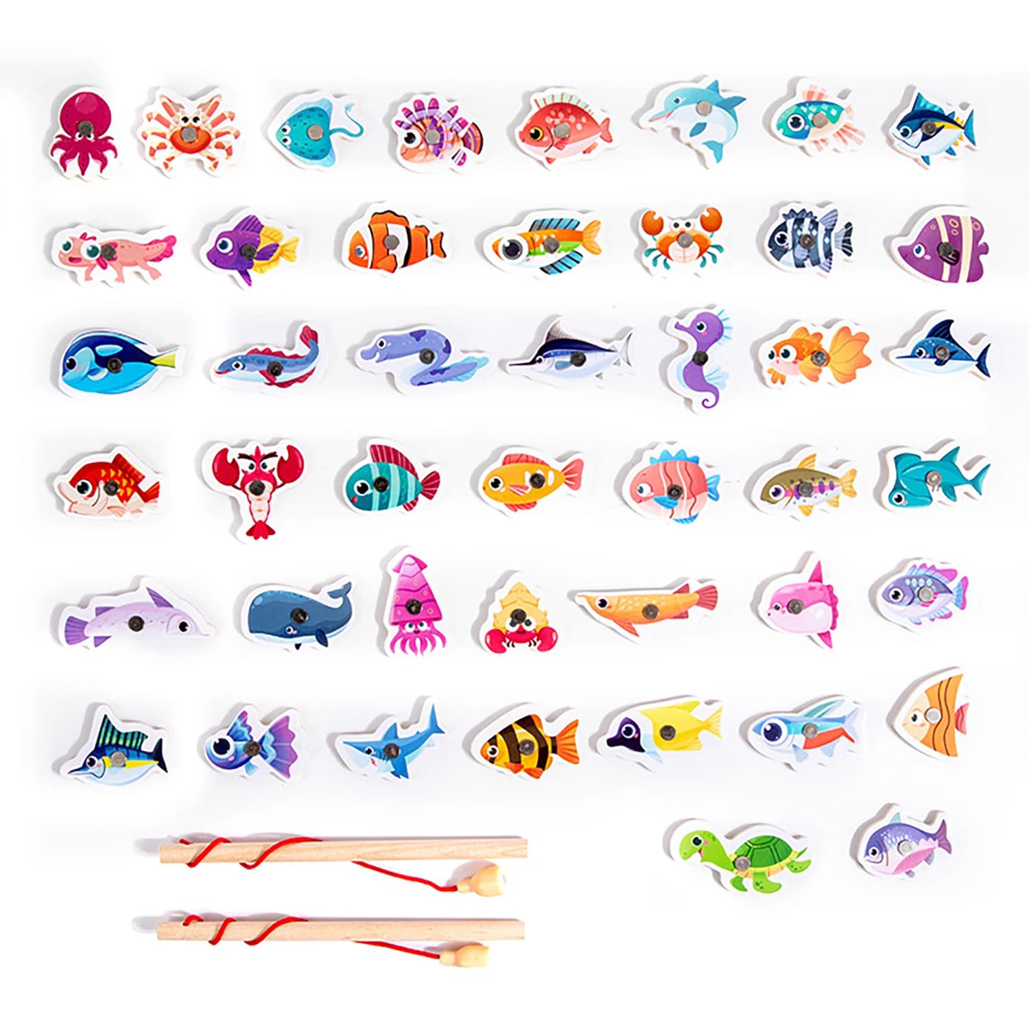 Giocattolo da pesca magnetico in legno per bambini, 45 pezzi, per allenare la coordinazione occhio-mano, gioco interattivo genitore-figlio, puzzle.