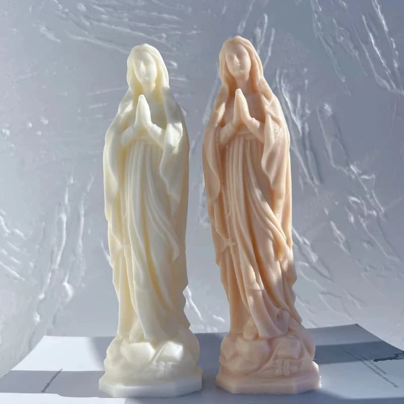 Stampo in Silicone per Statua della Vergine Maria in Gesso, per Creazione Fai-da-Te di Candele Profumate e Oggetti in Argilla