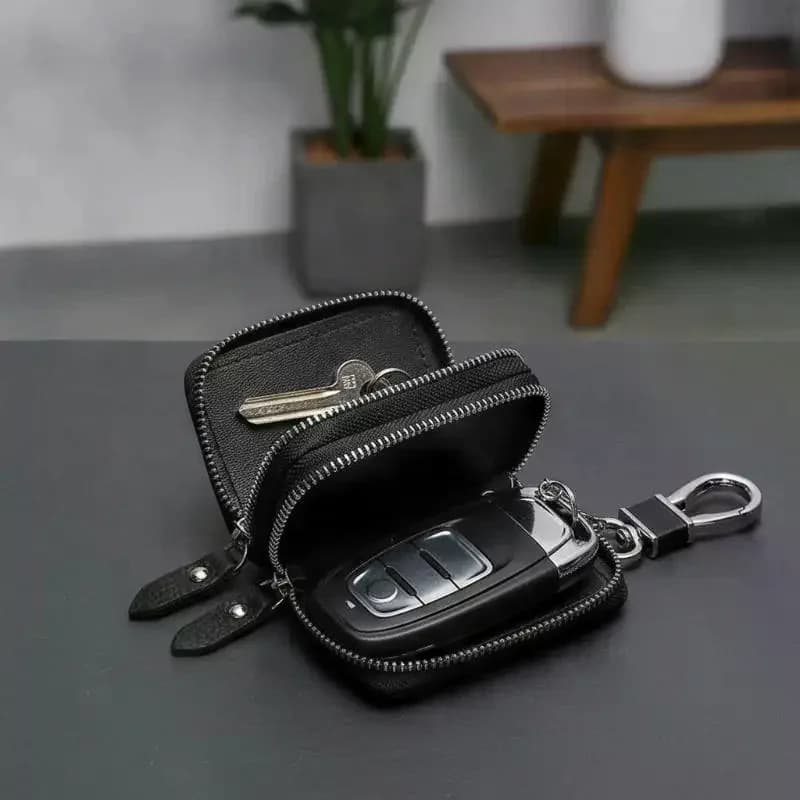 Leather Car Key Holder Pouch Men's And Women's Universal Zipper Keys Bag Organizer Gift Car Key Case Cover Key Wallet