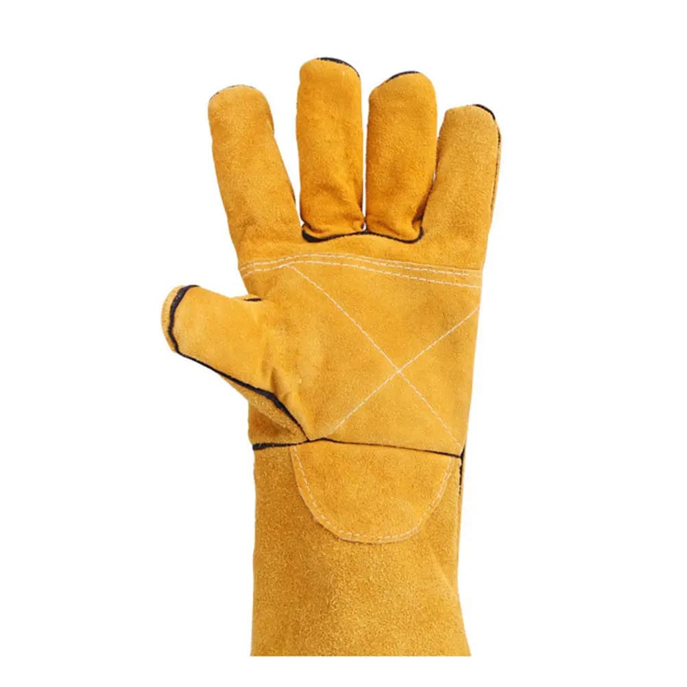 Heat Resistant Welding Gloves Long Sleeve Yellow Work Gloves 2 Layers Fire Retardant For Cooking, Oven, Barbecue, Picnic, Camping