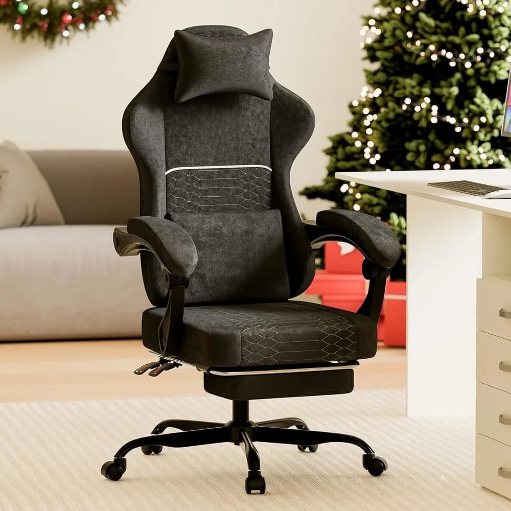 Sedia da Gaming Ergonomica con Poggiapiedi, Massaggio Lombare, Schienale Alto Reclinabile per Ufficio, Giochi e Studio, Personalizzabile