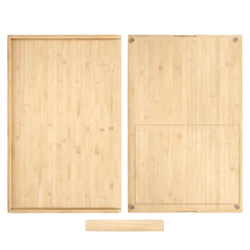 Tagliere a doppia faccia 28 x 18 con scanalatura per succhi, grandi taglieri in legno per cucina, tagliere in legno con maniglia laterale