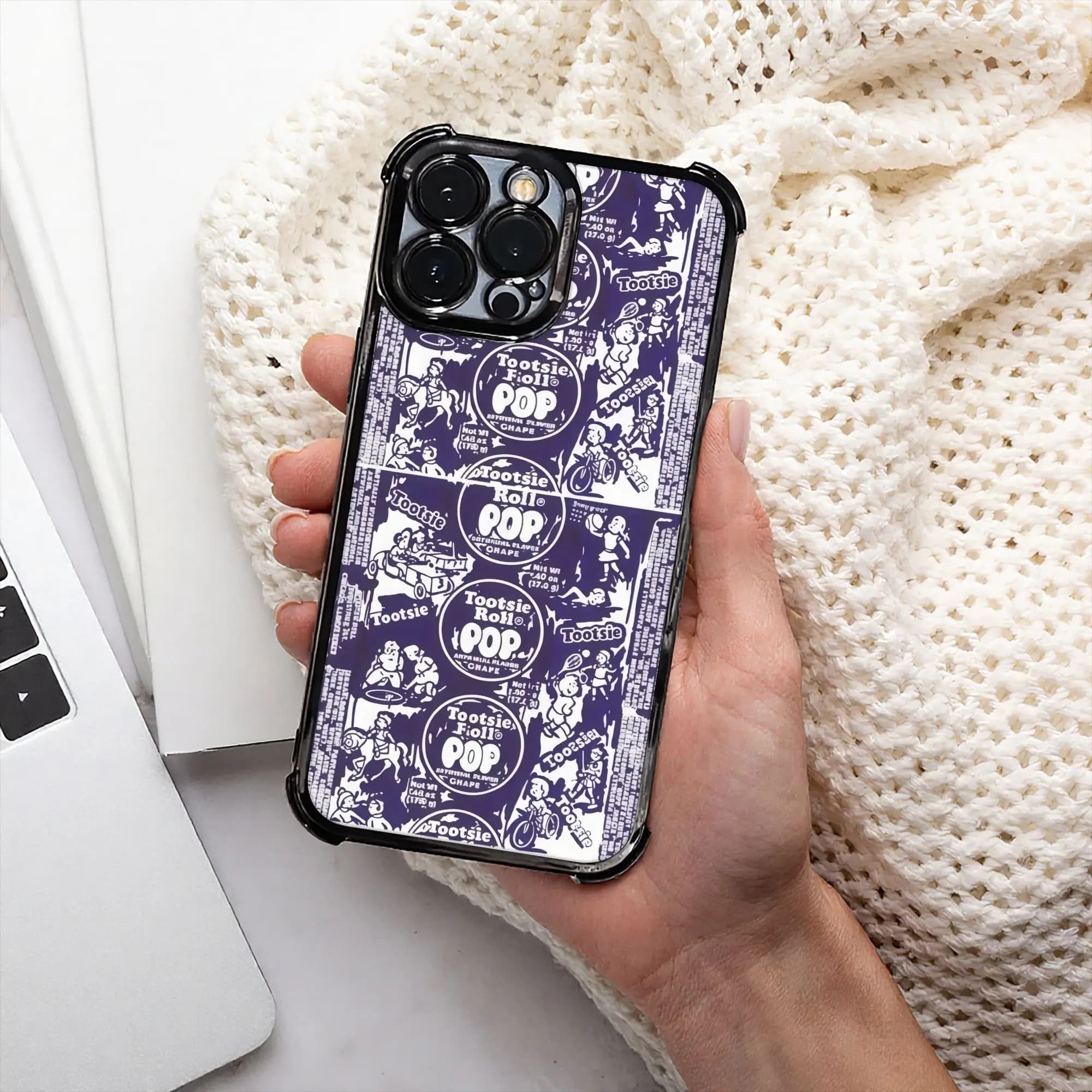Retro Purple & White Phone Case tTootsie Pops Electroplating Process phone case for iPhone Various Models