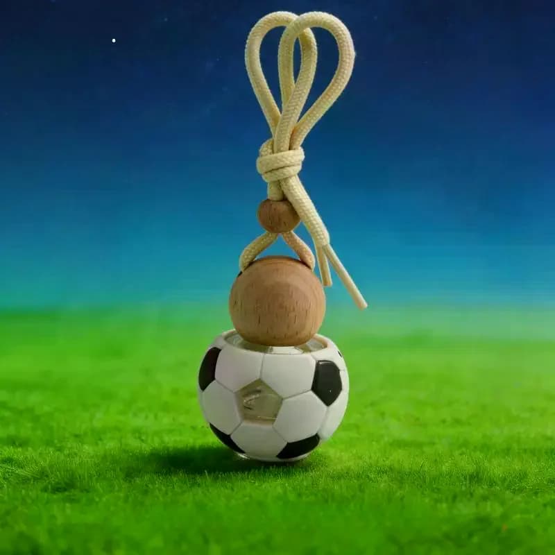 1Pcs Car Essential Oil Diffuser Bottle 5ML Football Shaped Empty Car Air Freshener Pendant Perfume Glass Bottle With Wooden Caps