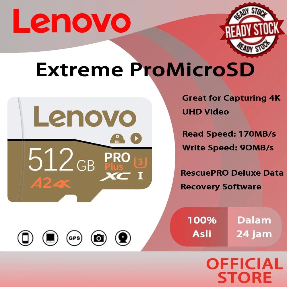 Lenovo Micro TF SD Card Memory Card 128GB/256GB/512GB U3 V30 A2 Class 10 for ROG Ally Steam Deck Game Storage TF Card For Switch