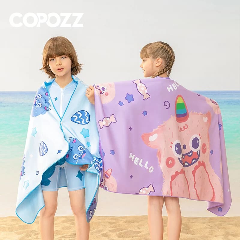 Asciugamano da spiaggia per bambini in microfibra COPOZZ asciugamano da nuoto per Sport acquatici ad asciugatura rapida stampa di cartoni animati