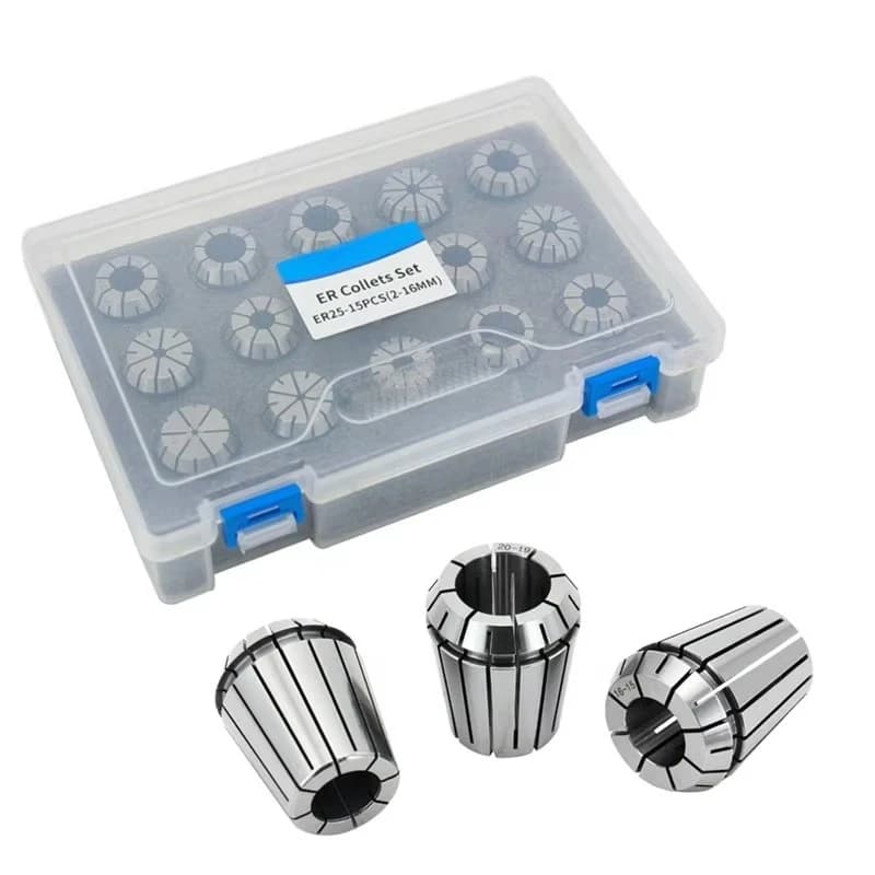 Set of 15 High Precision ER25 Clamps, Elastic Clamp for CNC Tools, Precision 0.008mm