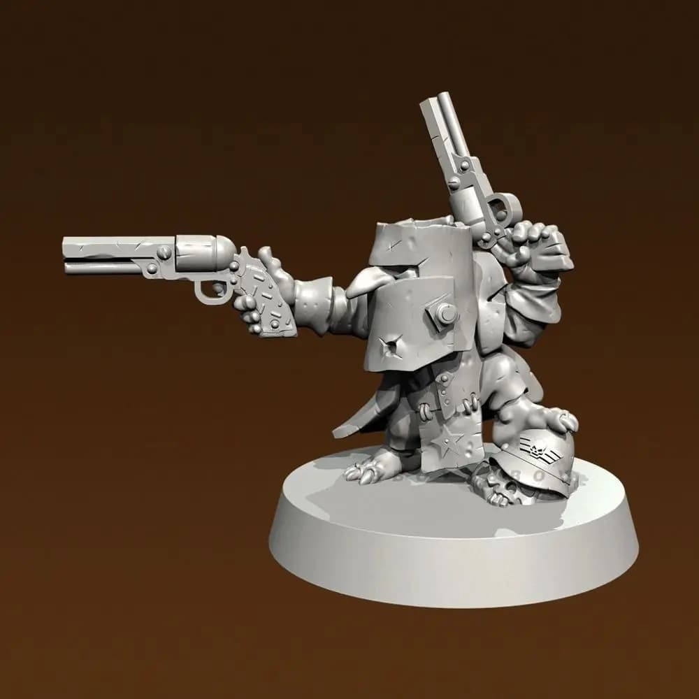 25mm 38mm 50mm Two-Gun Little Monster White Mold 3D Printed Self-assembly Miniatures DIY Coloring Figurines Crafts Gifts