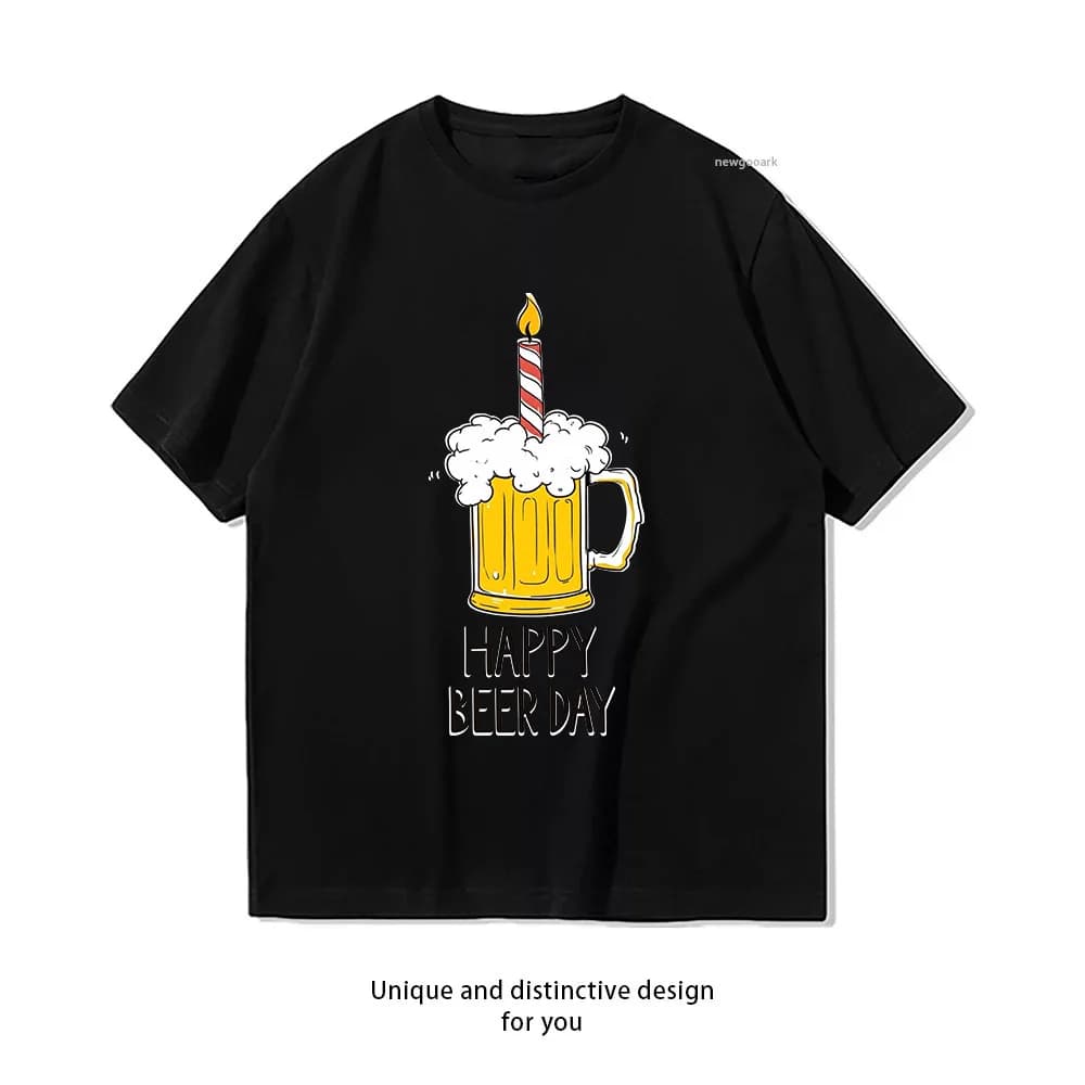 Happy Beer Day Mug Candle Casual maglietta in cotone a maniche corte per uomo e donna