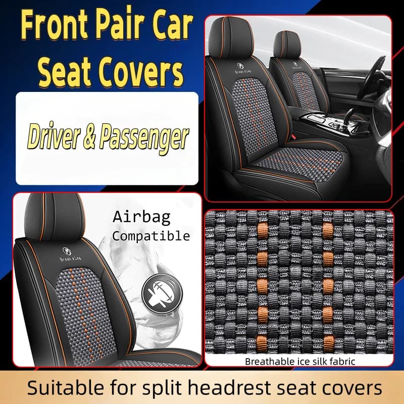 Ice silk material car seat covers for the front two seats, comfortable and breathable, suitable for most car models