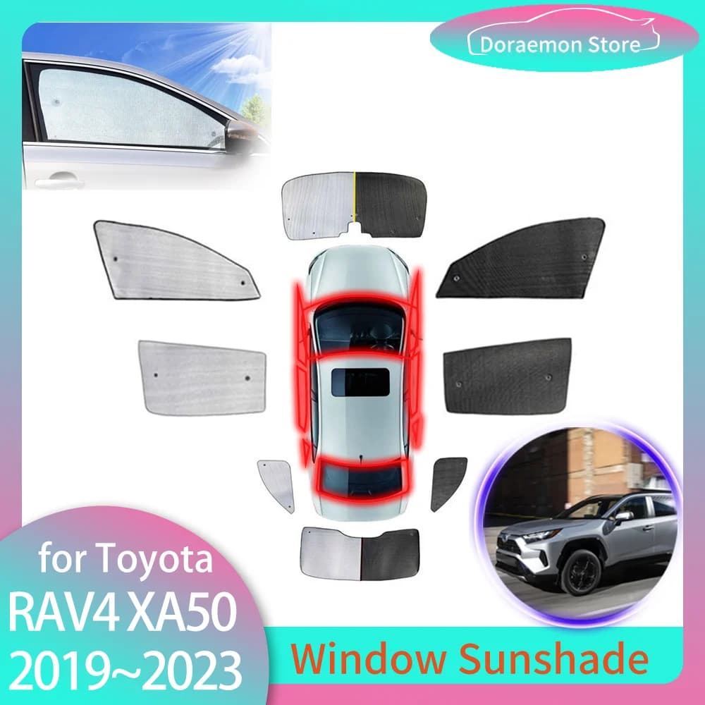 Full Car Sunshade for Toyota RAV4 XA50 Hybrid XLE LE 2019~2023 Auto Side Window Sun Shade Parasol Visor Cover Curtain Accessorie