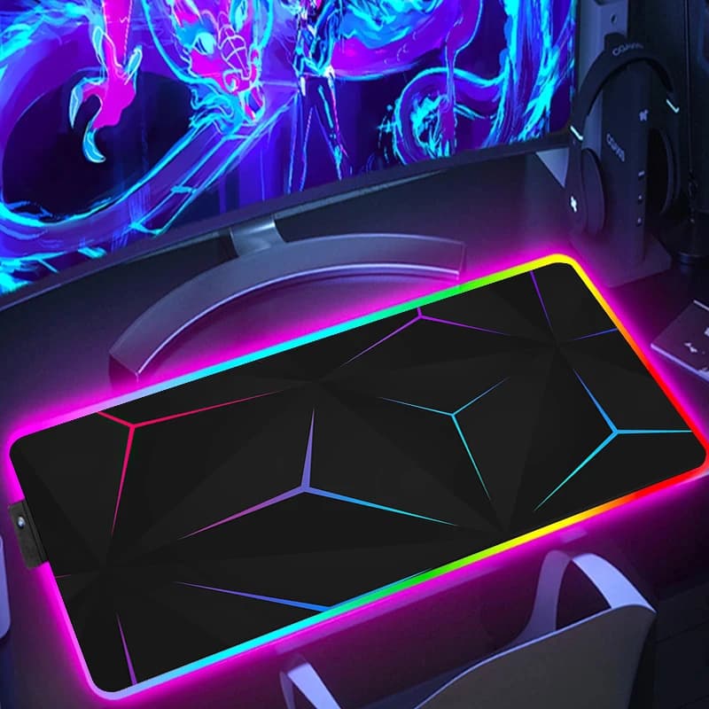 Extended Hexagonal Game Mouse Mat RGB Desk Mat Computer Accessories Anti-slip Offices Geometric Mouse Mat Bright Play Mats