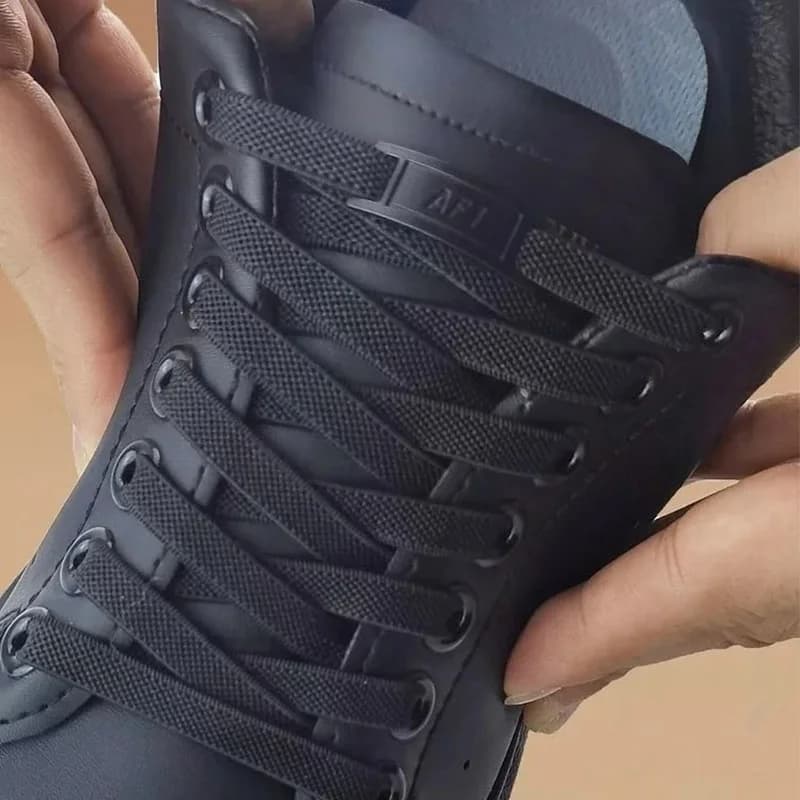 Nuovo Senza Lacci Delle Scarpe Curvo Fibbia In Metallo Lacci Elastici Sneaker per AF1 Capretto Adulti 8 MILLIMETRI Allargato Piatto Lacci Scarpe Accessori